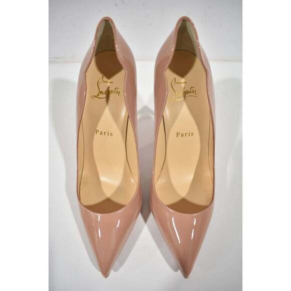 Christian Louboutin Hot Chick 100 Nude Patent Leather Pointed Toe Heel Pump 38 - Picture 7 of 12
